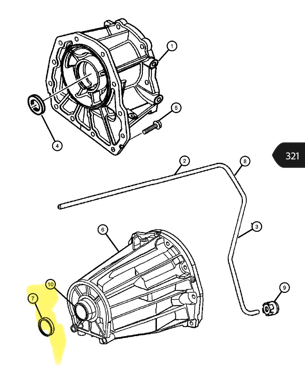 Sello retén de salida de transmisión 45RFE y 42RLE Jeep Liberty 4x2