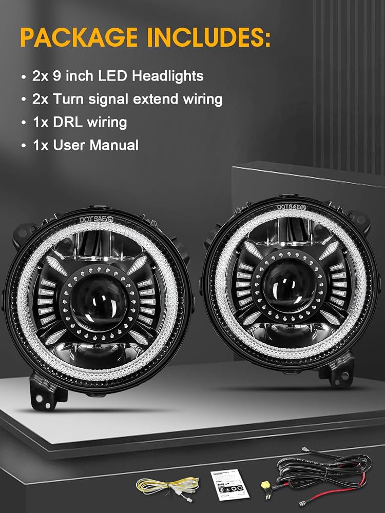 Faros LED 9 pulgadas para Jeep Wrangler JL y Jeep Liberty KJ
