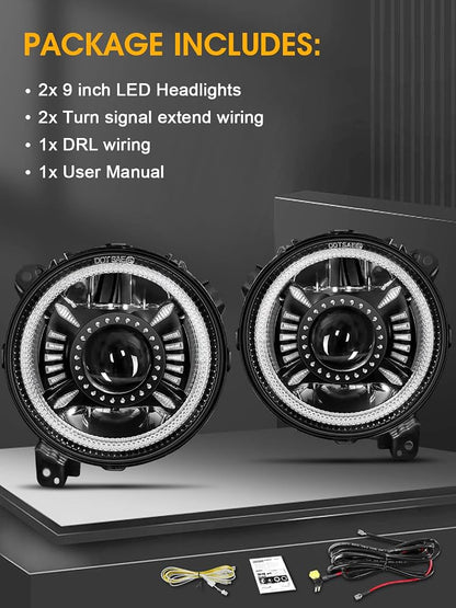 Faros LED 9 pulgadas para Jeep Wrangler JL y Jeep Liberty KJ