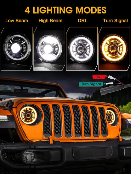 Faros LED 9 pulgadas para Jeep Wrangler JL y Jeep Liberty KJ