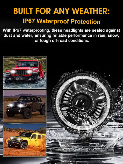 Faros LED 9 pulgadas para Jeep Wrangler JL y Jeep Liberty KJ