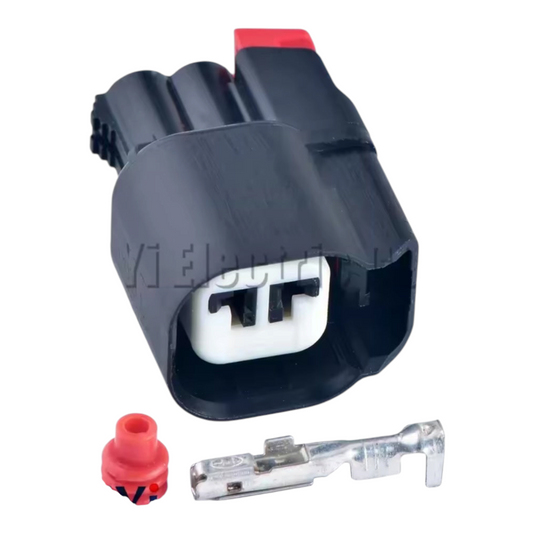 Conector eléctrico automotriz hembra de 2 vías Mi Jeep es una Dragona con pines metálicos y sellos de goma