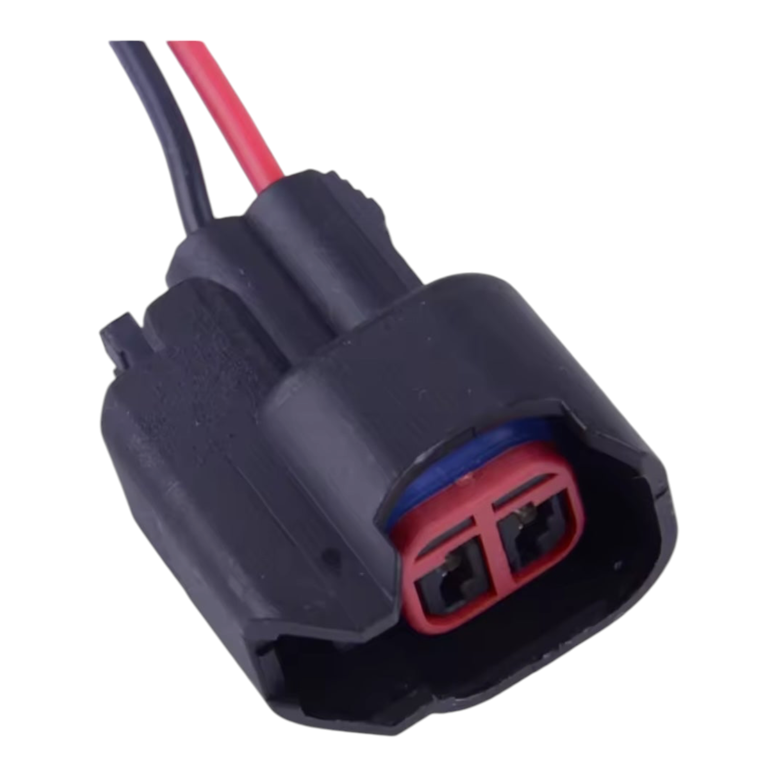 Conector eléctrico automotriz de dos vías Mi Jeep es una Dragona con carcasa negra y sellado interno rojo